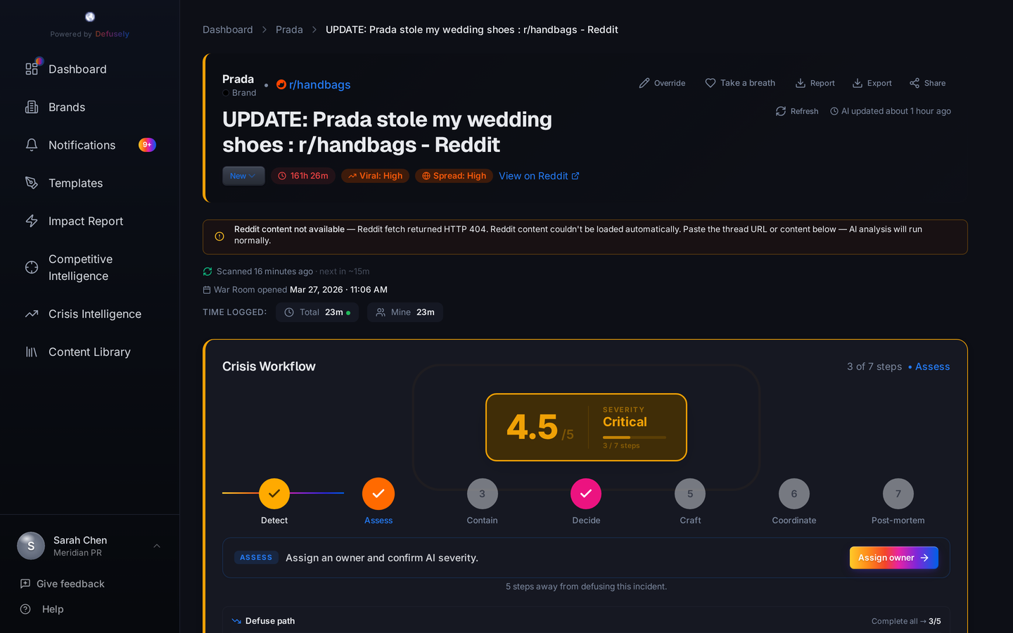 War Room with AI summary, severity score, and response drafts